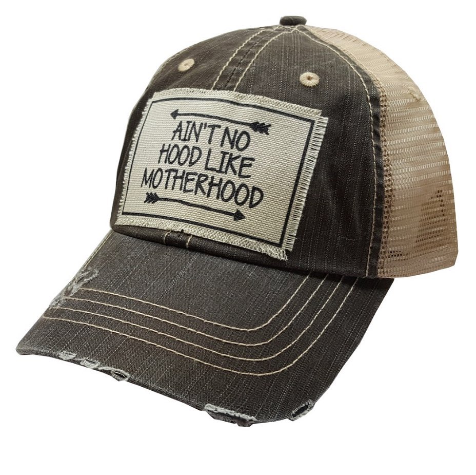 Distressed Trucker Cap - Distressed Black - Ain't No Hood Like Motherhood