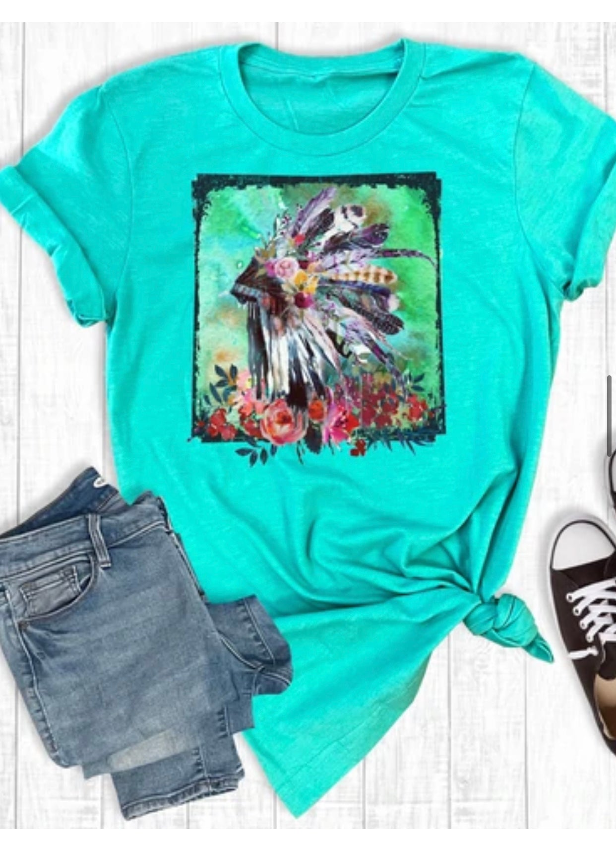Colorful headdress tee