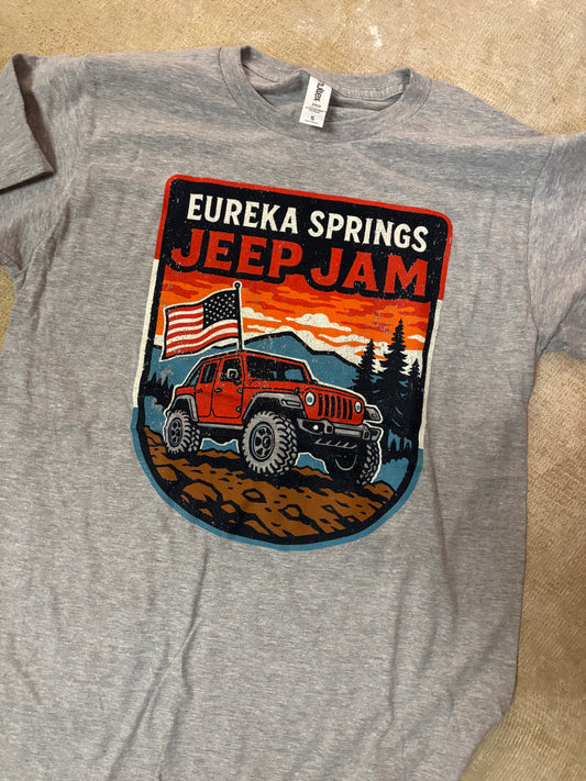 Jeep Jam flag logo tee on gray