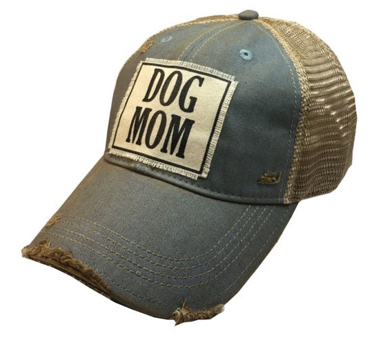 Distressed Trucker Cap - Blue Jean - Dog Mom